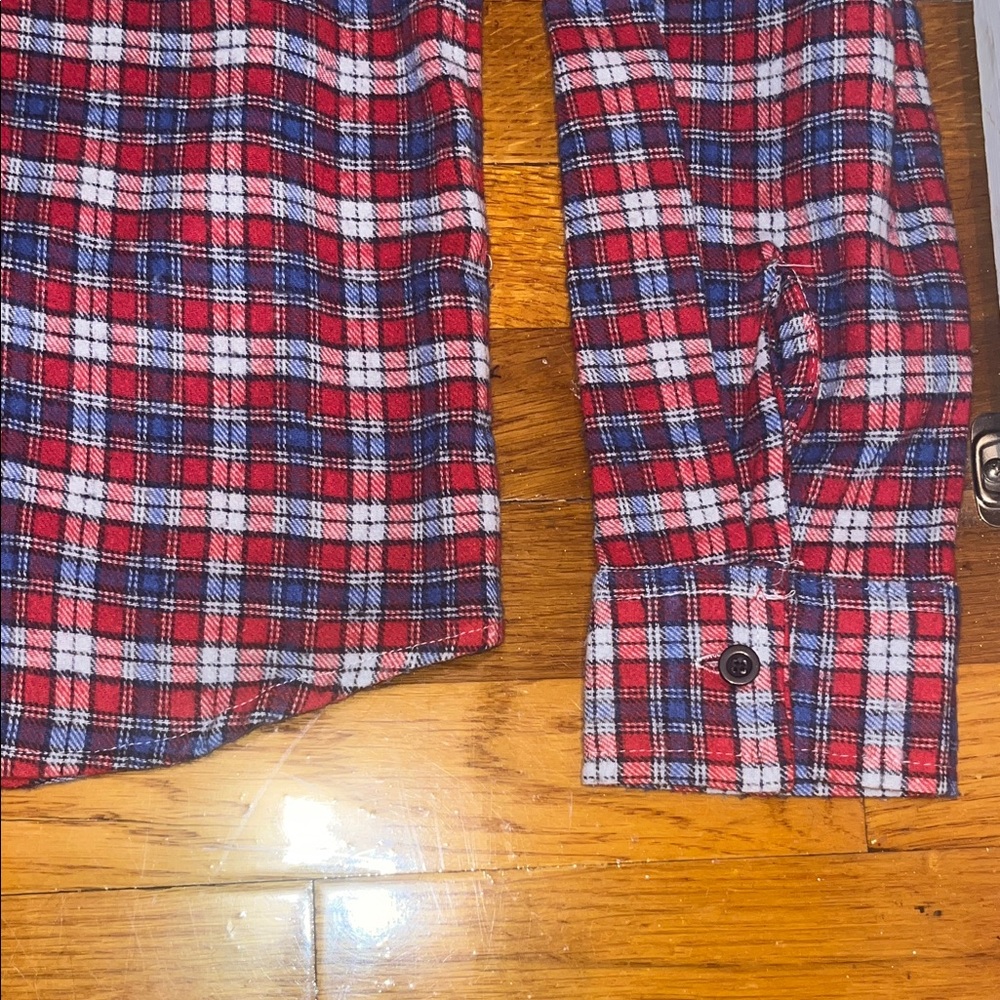 🌷 Hedge Red and Blue Flannel Shirt with Charcoal Hood - Picture 6 of 9